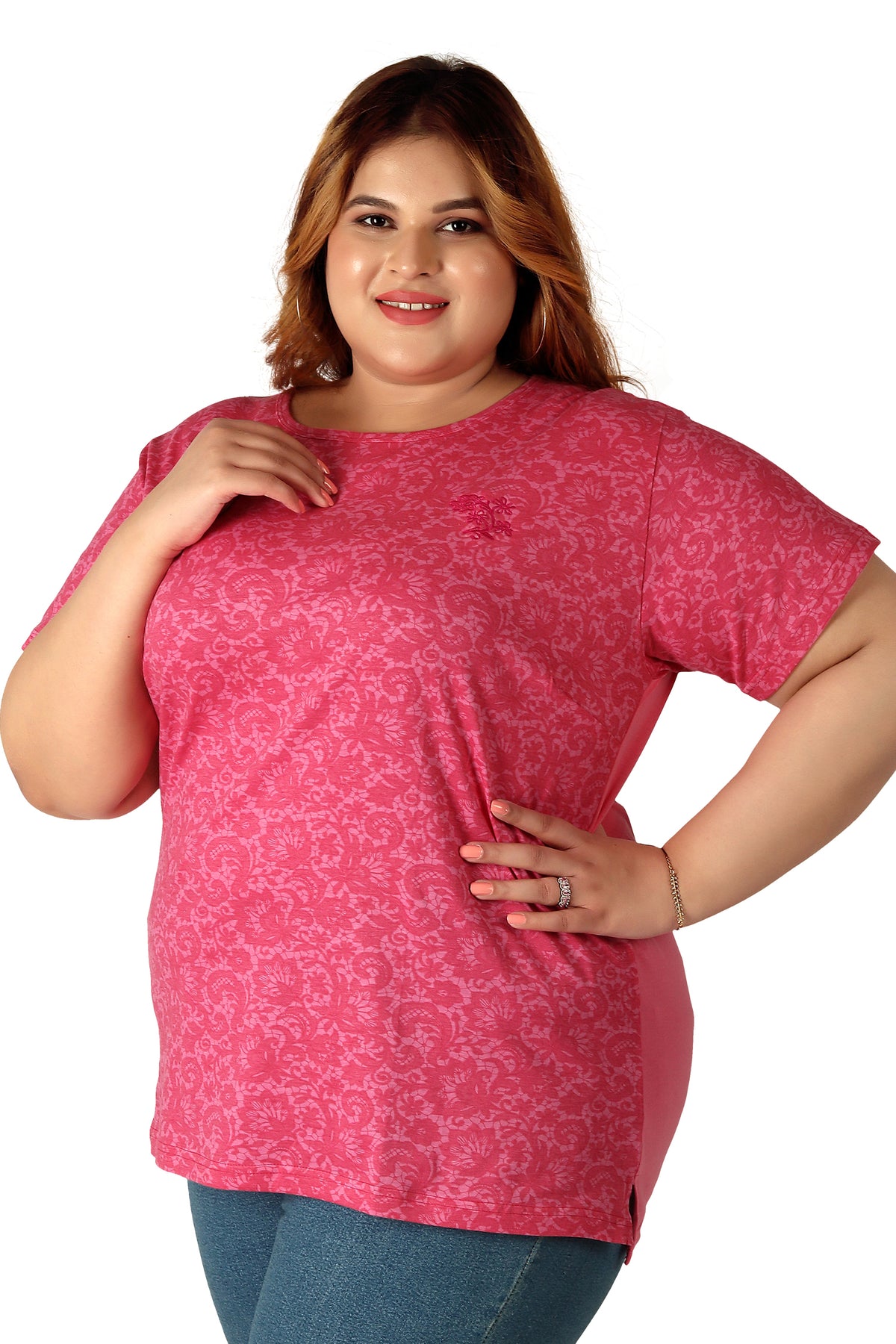 Women's Cotton Round Neck PLUS size T-shirt. | SIZE FROM 3XL-42" - 8XL-52"