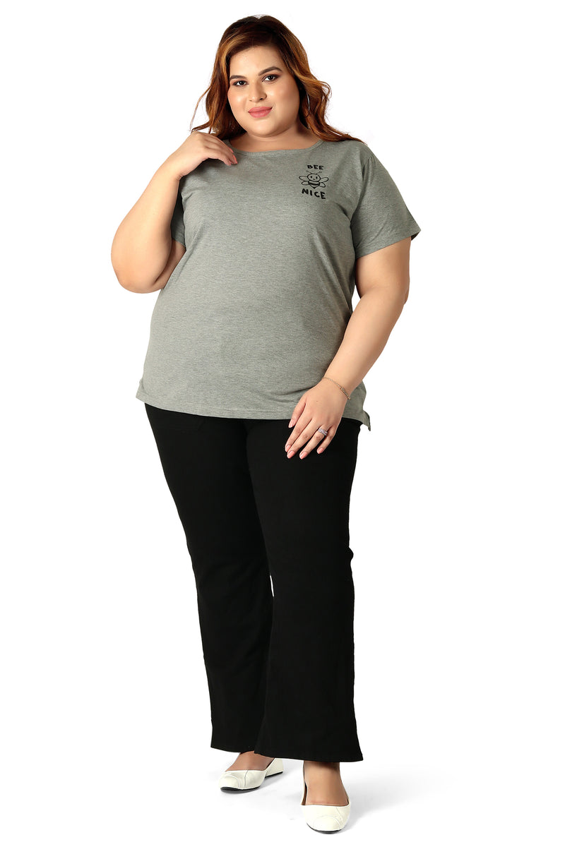 Women Cotton Round Neck Plus Size T-shirt | BEE NICE | SIZES - S - 32" TO 8XL - 52"