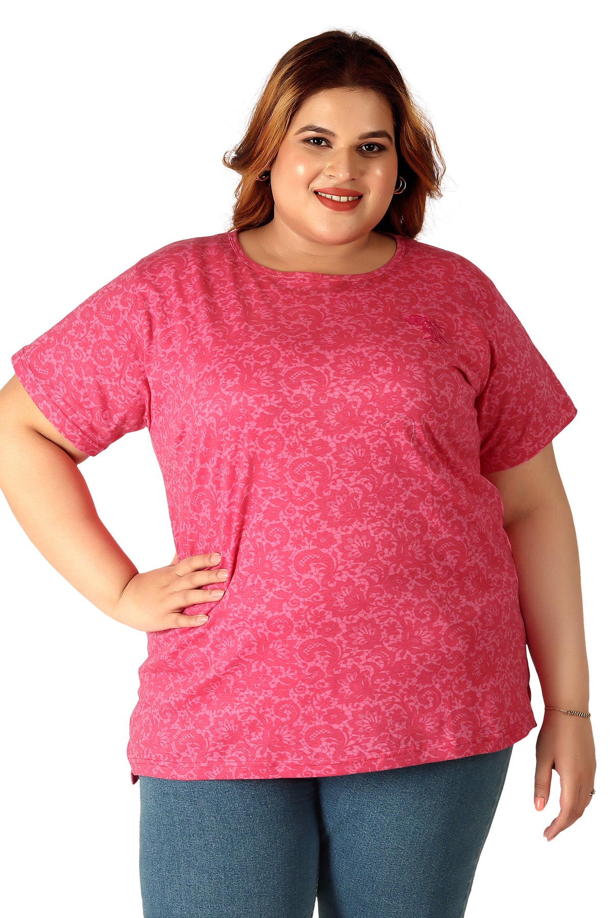 Women's Cotton Round Neck PLUS size T-shirt. | SIZE FROM 3XL-42" - 8XL-52"