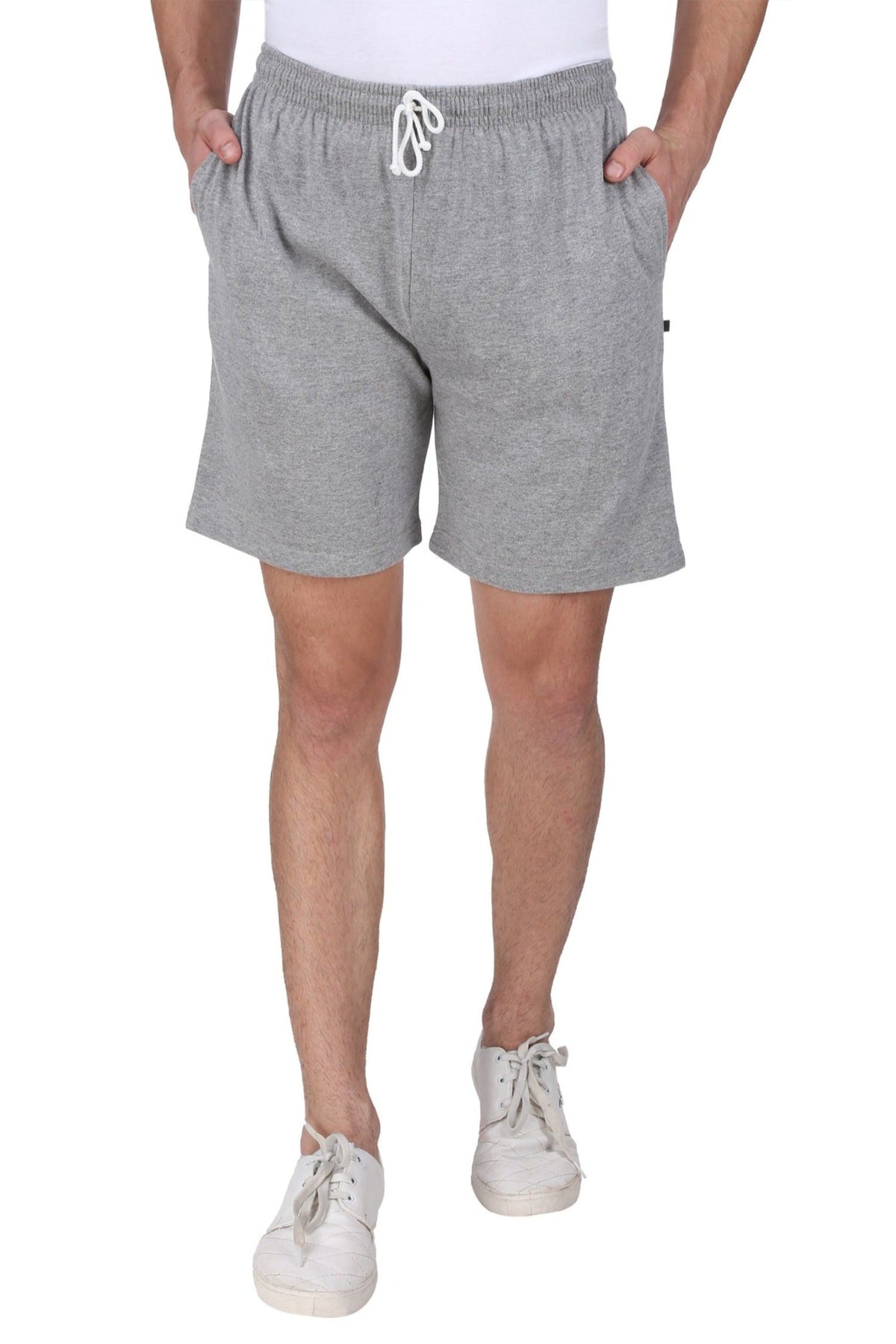 Men’s Cotton Long Shorts | GREY , front view