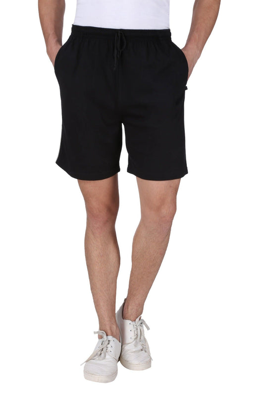 Men’s Cotton Long Shorts | BLACK , front vie