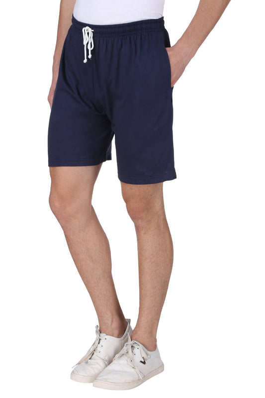 Men’s Cotton Long Shorts | NAVY BLUE , front view
