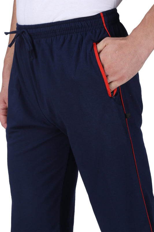 Men's Cotton TRACK PANTS | NAVY BLUE , front view