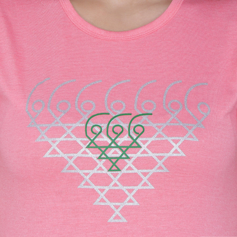 NEO GARMENTS Women's Cotton Round Neck T-shirt - SARASWATI YANTRA | SIZE FROM S-32" TO L-36"