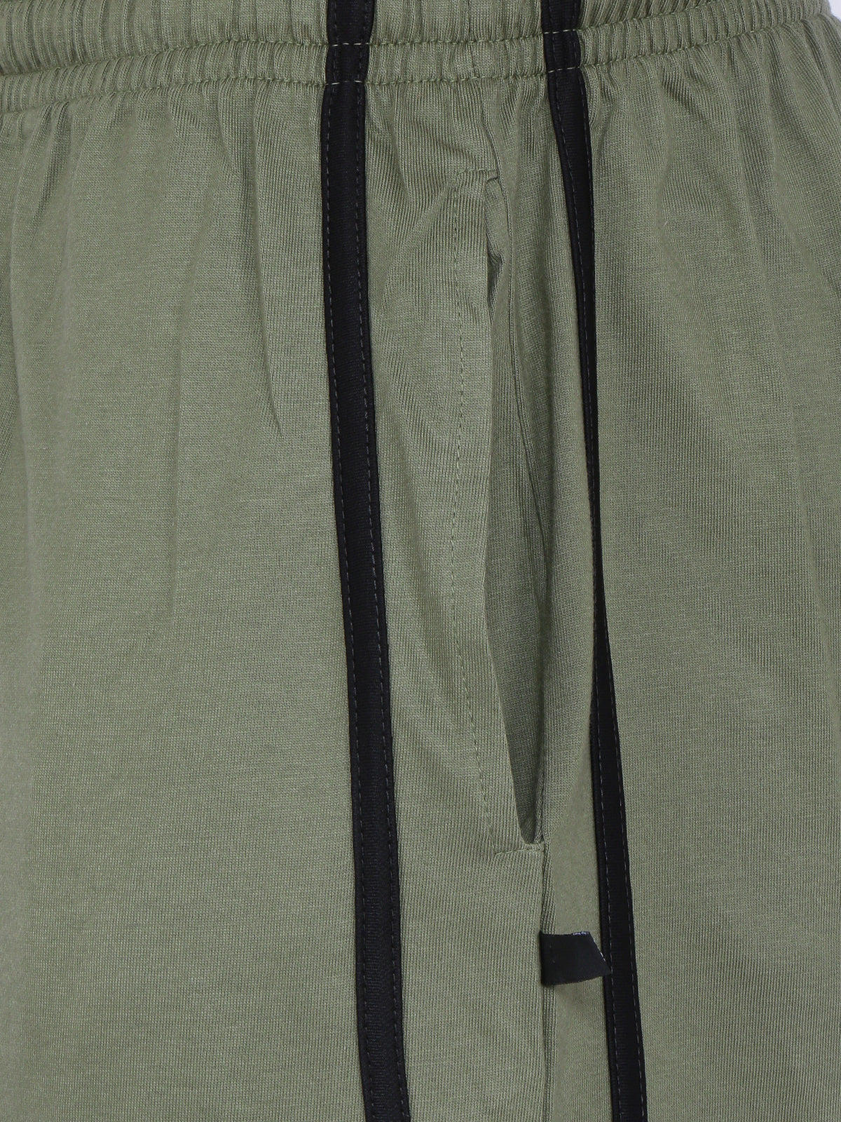 NEO GARMENTS Men’s Cotton Long Shorts. (stripe)  | OLIVE GREEN | SIZES FROM M TO 9XL.