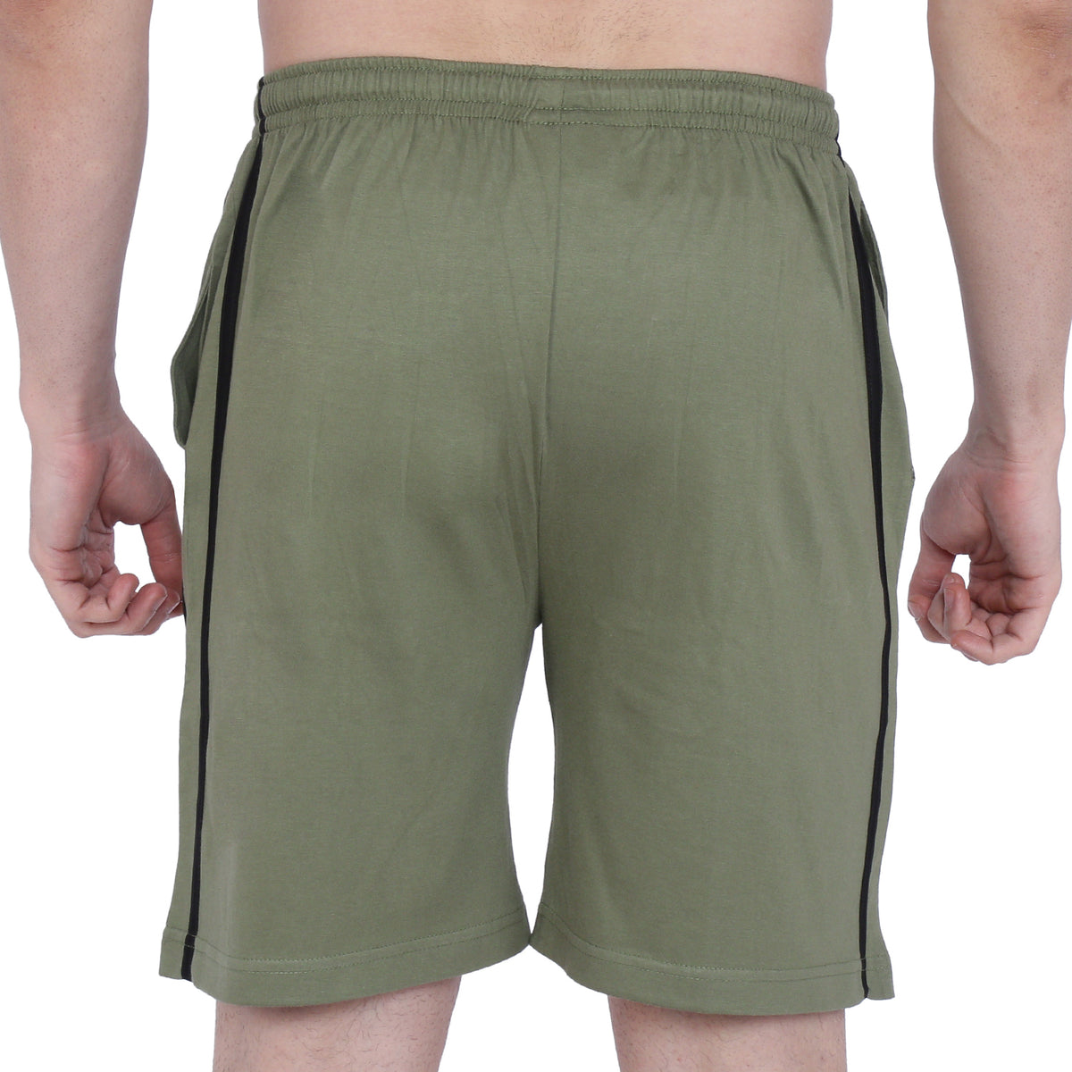 NEO GARMENTS Men’s Cotton Long Shorts. (stripe)  | OLIVE GREEN | SIZES FROM M TO 9XL.