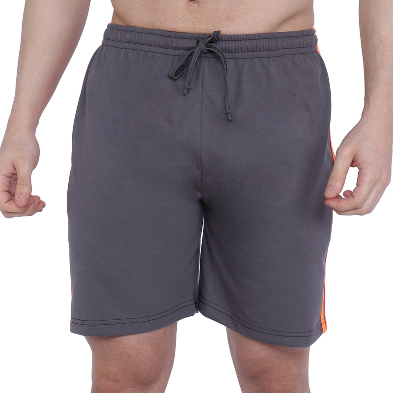 NEO GARMENTS Men’s Cotton Long Shorts. (stripe)  | GREY | SIZES FROM M TO 7XL.