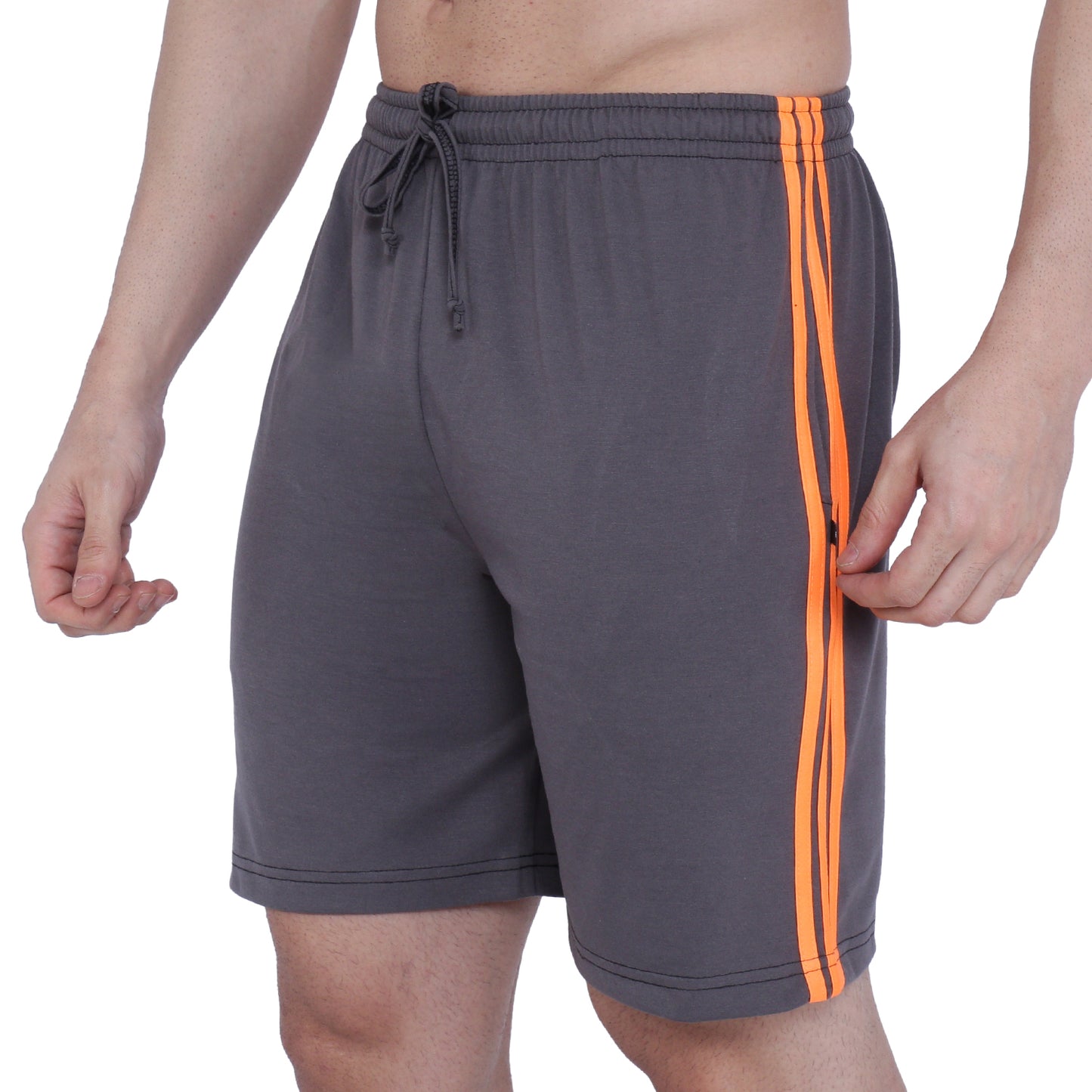 NEO GARMENTS Men’s Cotton Long Shorts. (stripe)  | GREY | SIZES FROM M TO 7XL.