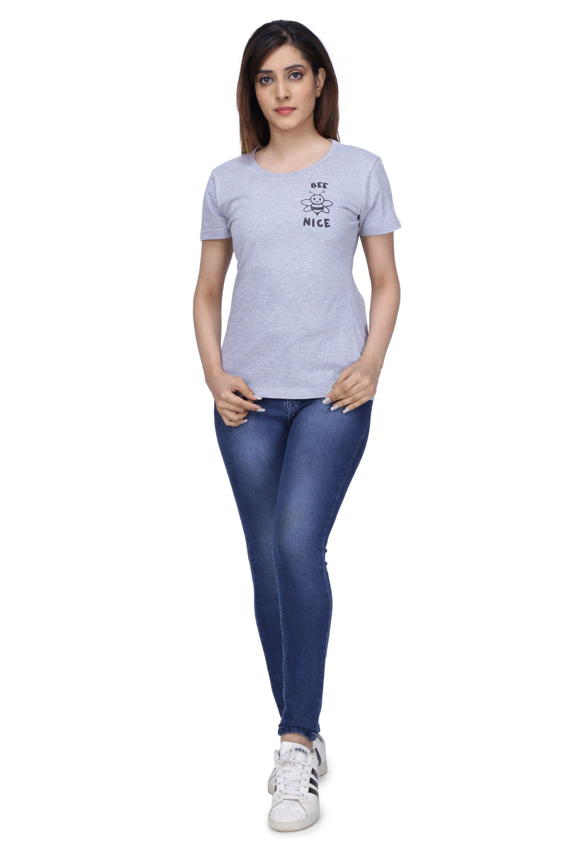 Women Cotton Round Neck Plus Size T-shirt | BEE NICE | SIZES - S - 32" TO 8XL - 52"