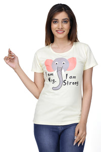 NEO GARMENTS Women Cotton Round Neck Plus Size T-shirt | VEG ELEPHANT | SIZES - 4XL-44" TO 8XL-52".