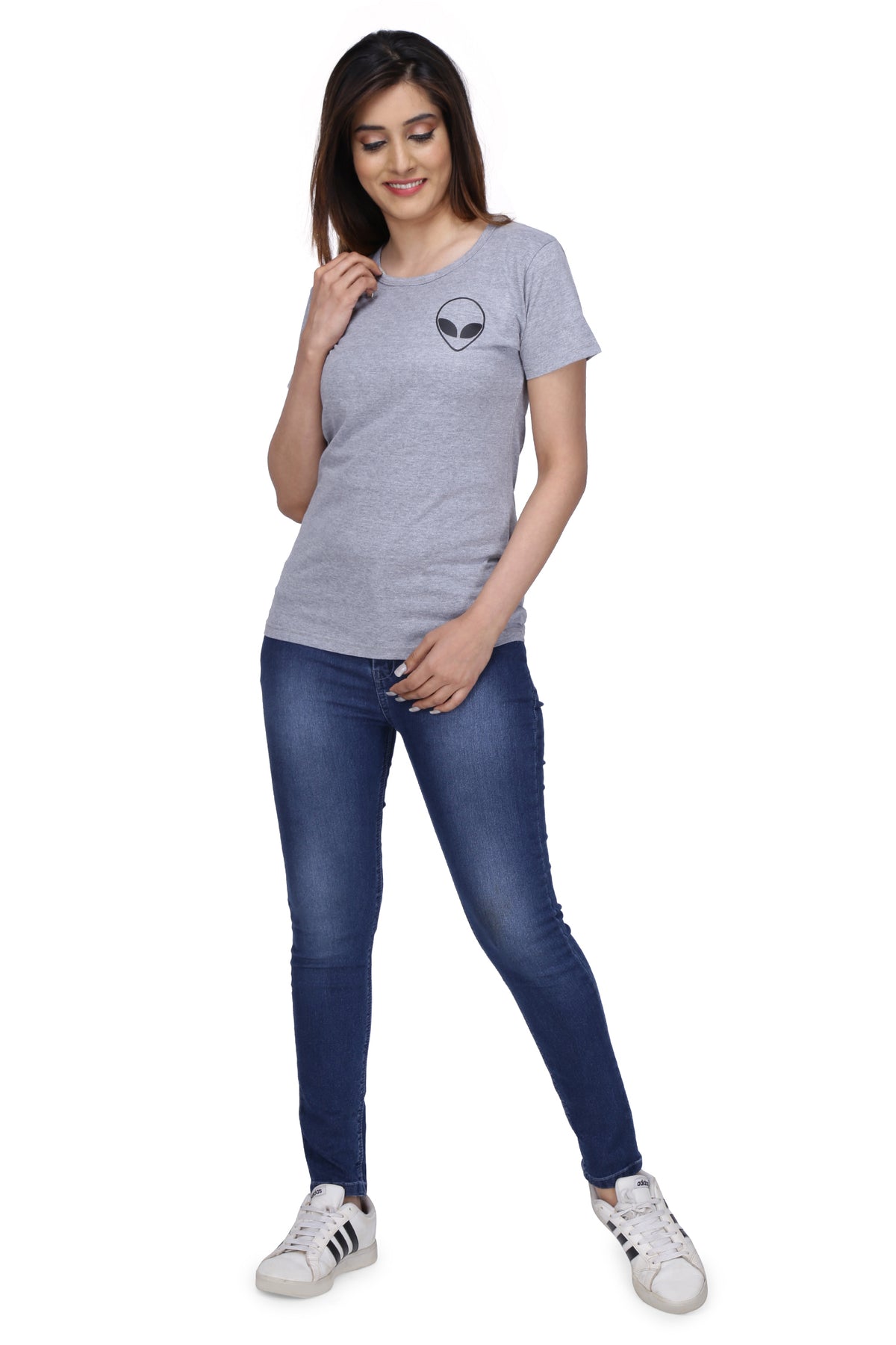 Women Cotton Round Neck Plus Size T-shirt | ALIEN |  SIZES - S-32" TO 8XL-52".