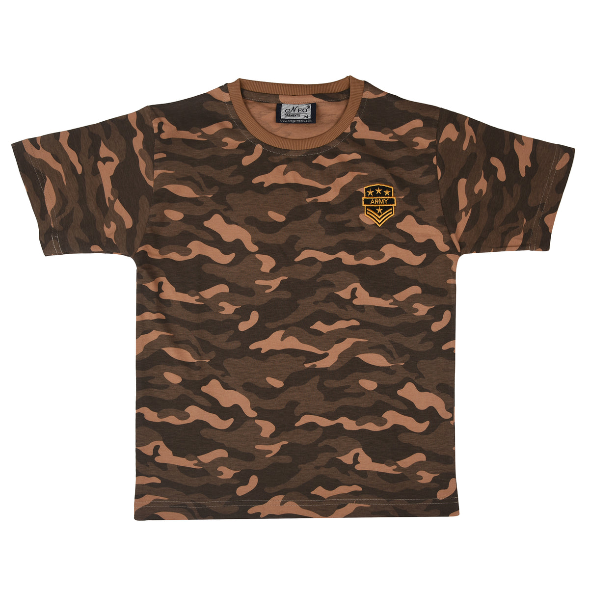 Boys Cotton Round Neck Half sleeves T-Shirt - CAMOUFLAGE | SIZE FROM 7 YRS TO 14 YRS