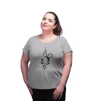 Women's Cotton Round Neck T-shirt - OM (GREY) | SIZE: S-32" TO 8XL-52"
