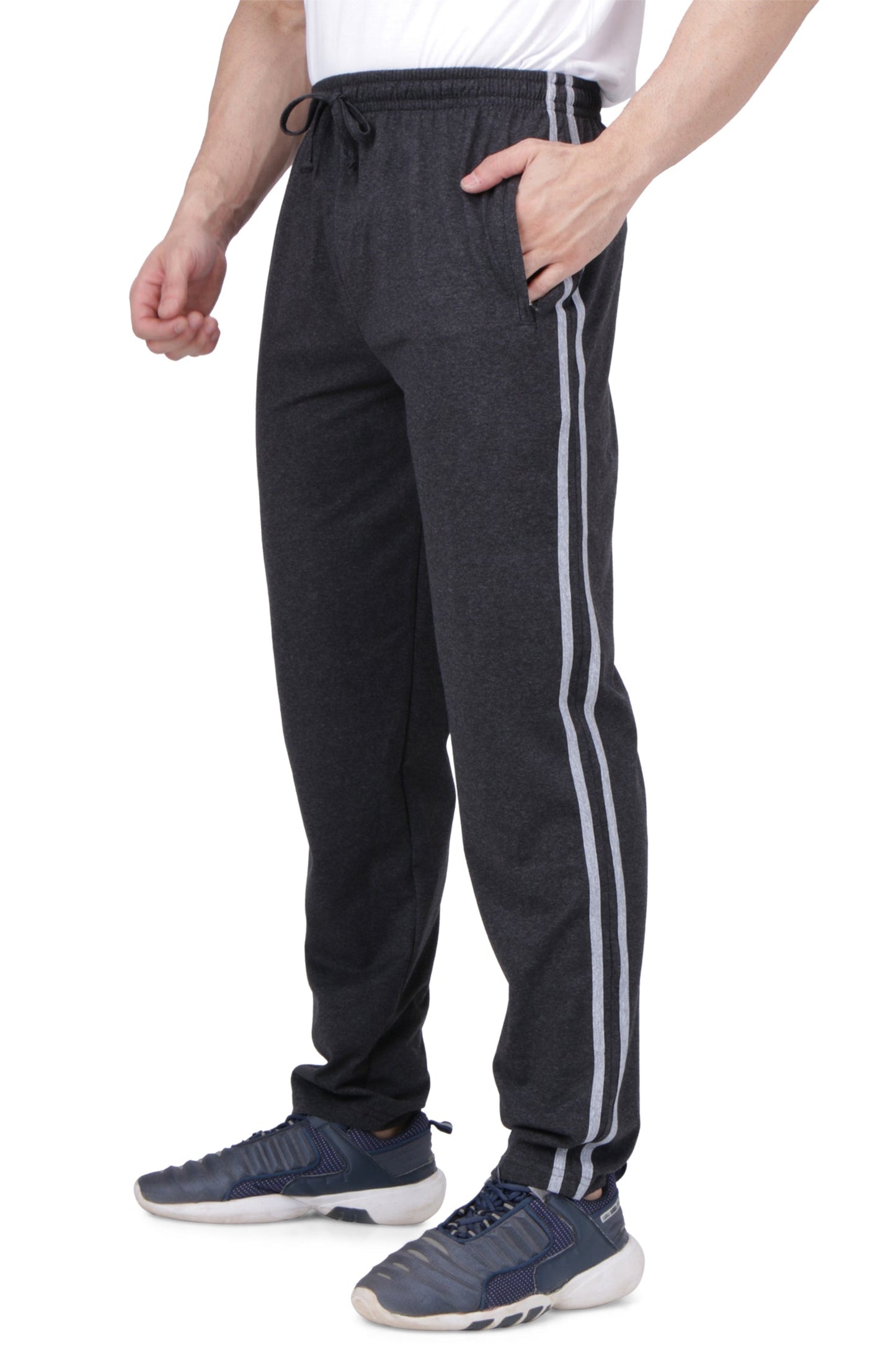 NEO GARMENTS Men's Cotton PATTI TRACK PANTS | CHARCOAL | SIZES FROM M TO 5XL.