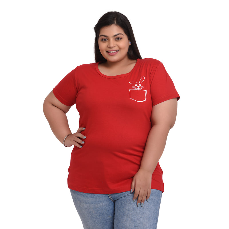 Women's Cotton Round Neck T-shirt -RABBIT | SIZE FROM S-32" TO 8XL-52"