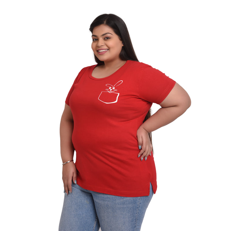 Women's Cotton Round Neck T-shirt -RABBIT | SIZE FROM S-32" TO 8XL-52"