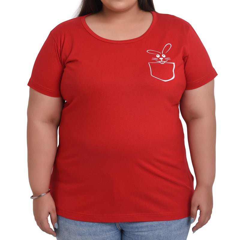 Women's Cotton Round Neck T-shirt -RABBIT | SIZE FROM S-32" TO 8XL-52"