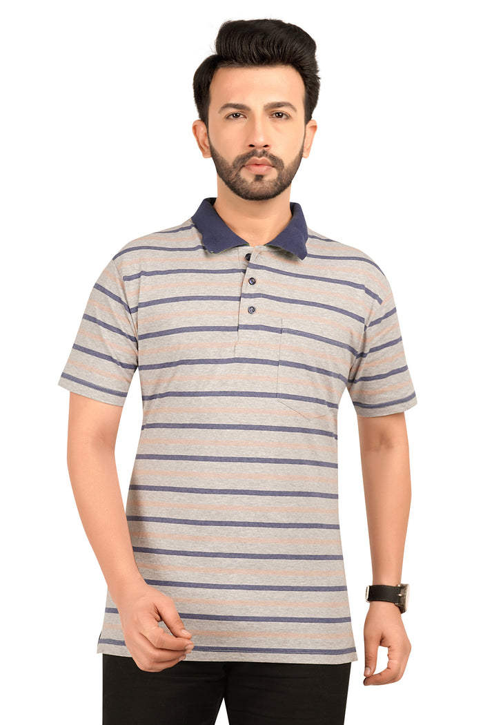 Men's Cotton Polo Neck Half Sleeve All Overl Print T-Shirt with Collar | SIZES FROM XS TO 2XL