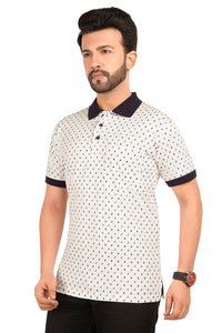 Men's Cotton Polo Neck Half Sleeve All Over Print T-Shirt with Collar | SIZES FROM XS TO 2XL