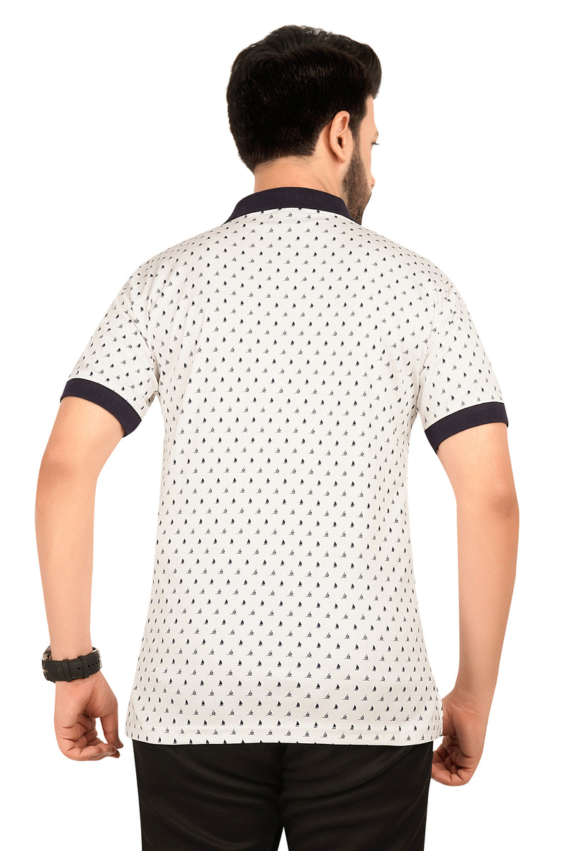 Men's Cotton Polo Neck Half Sleeve All Over Print T-Shirt with Collar | SIZES FROM XS TO 2XL