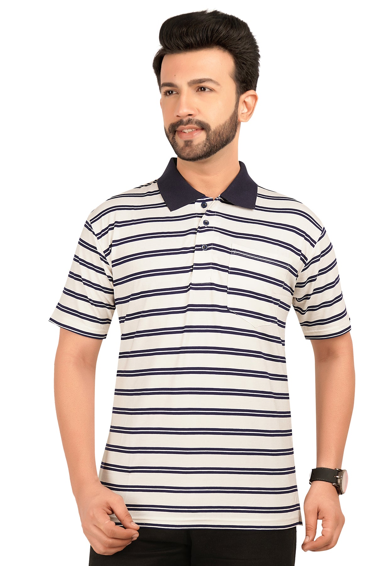 Men's Cotton Polo Neck Half Sleeve All Overl Print T-Shirt with Collar | SIZES FROM XS TO 2XL