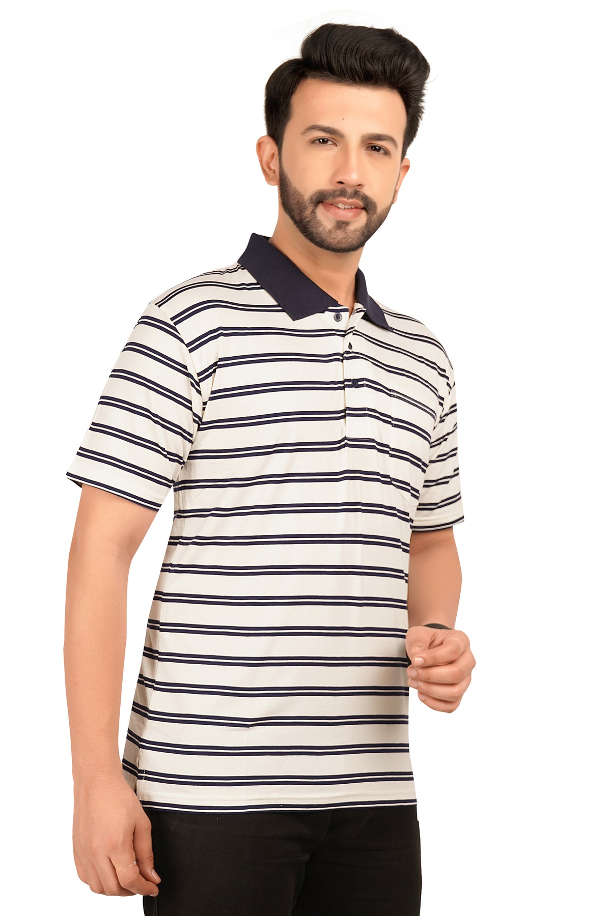 Men's Cotton Polo Neck Half Sleeve All Overl Print T-Shirt with Collar | SIZES FROM XS TO 2XL