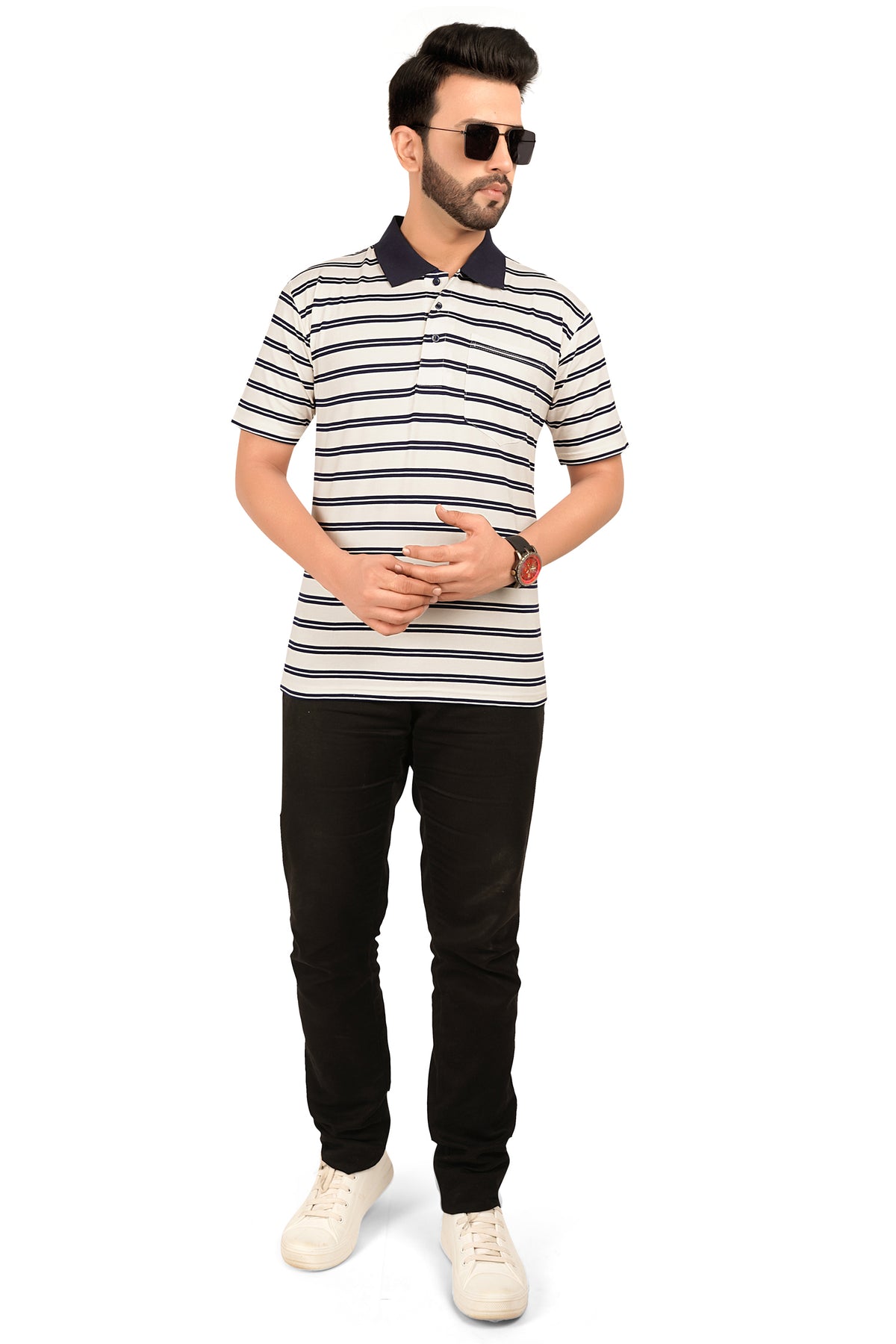 Men's Cotton Polo Neck Half Sleeve All Overl Print T-Shirt with Collar | SIZES FROM XS TO 2XL