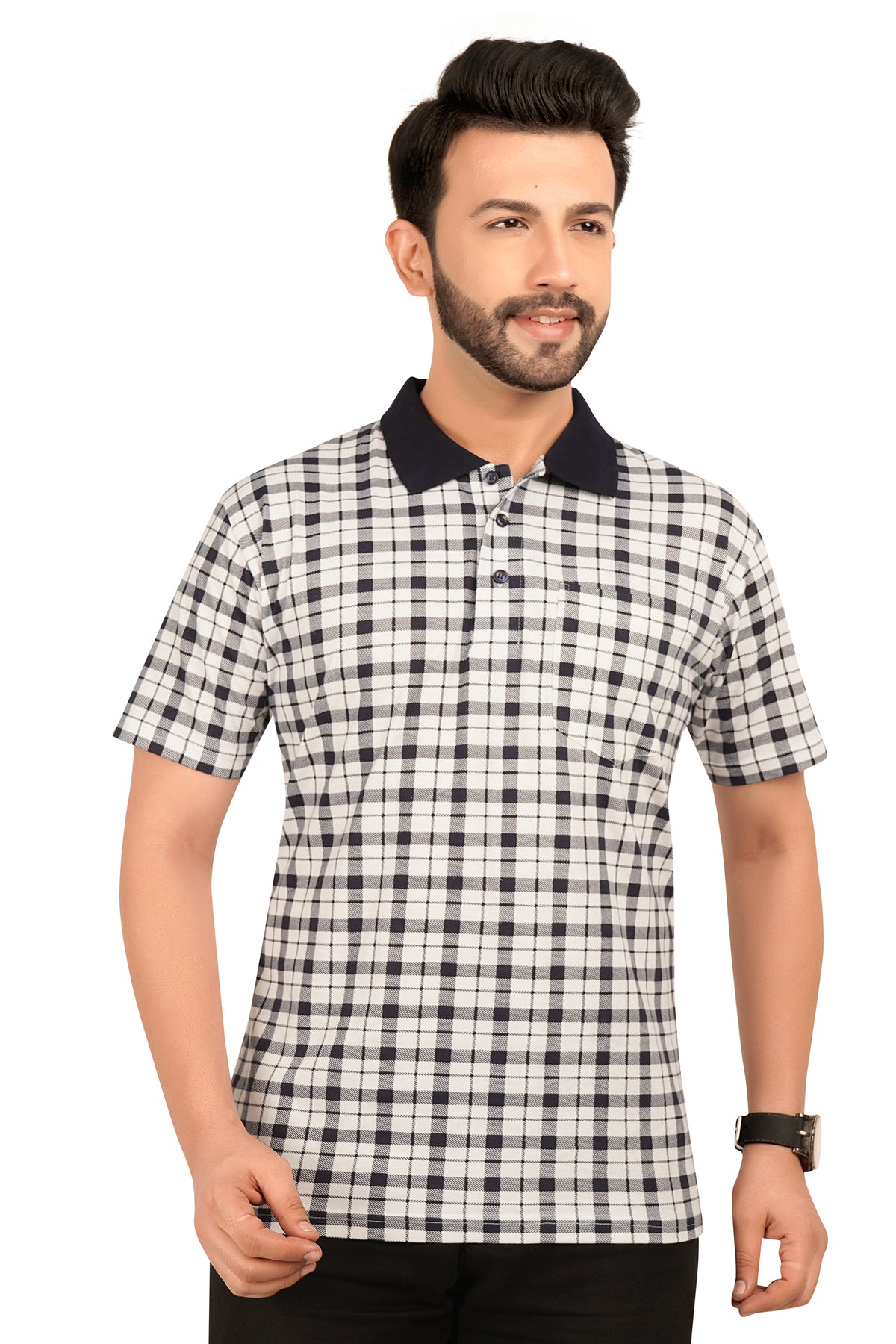 Men's Cotton Polo Neck Half Sleeve All Over Print T-Shirt with Collar | SIZES FROM XS TO 2XL