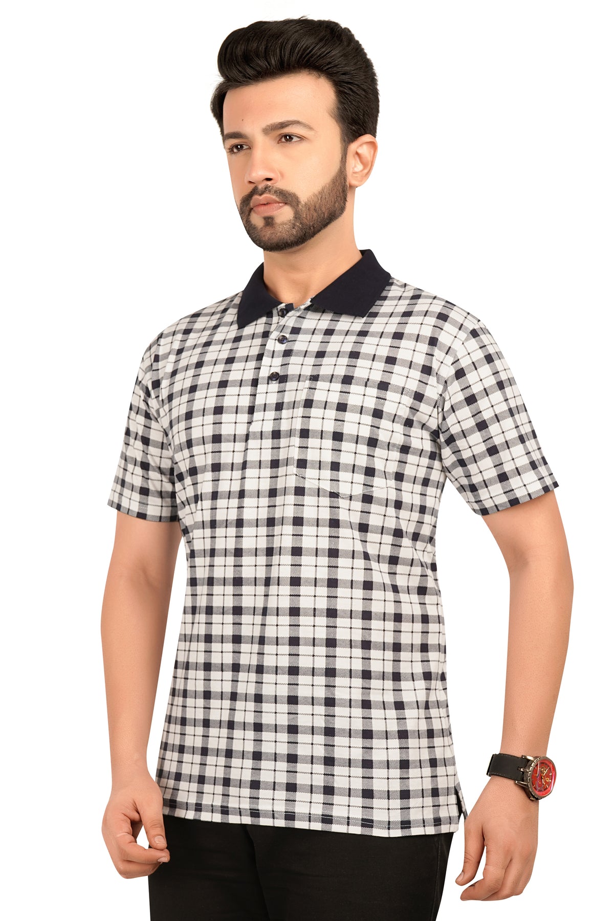 Men's Cotton Polo Neck Half Sleeve All Over Print T-Shirt with Collar | SIZES FROM XS TO 2XL