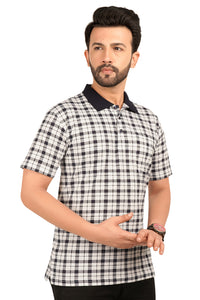 Men's Cotton Polo Neck Half Sleeve All Over Print T-Shirt with Collar | SIZES FROM XS TO 2XL