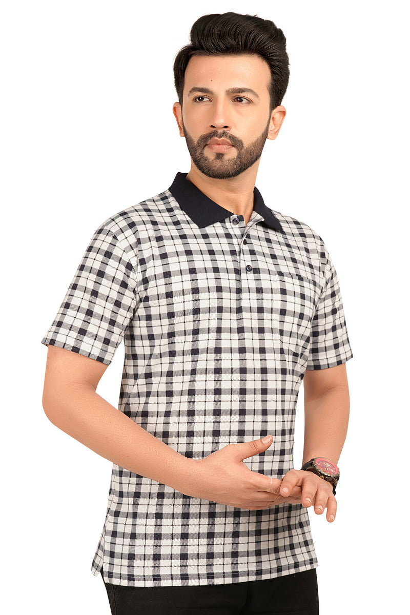 Men's Cotton Polo Neck Half Sleeve All Over Print T-Shirt with Collar | SIZES FROM XS TO 2XL