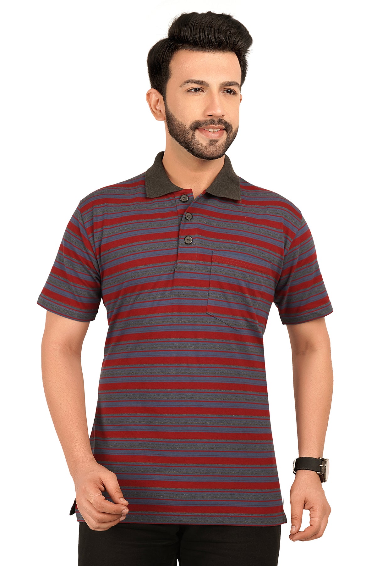 Men's Cotton Polo Neck Half Sleeve All Overl Print T-Shirt with Collar | SIZES FROM XS TO 2XL