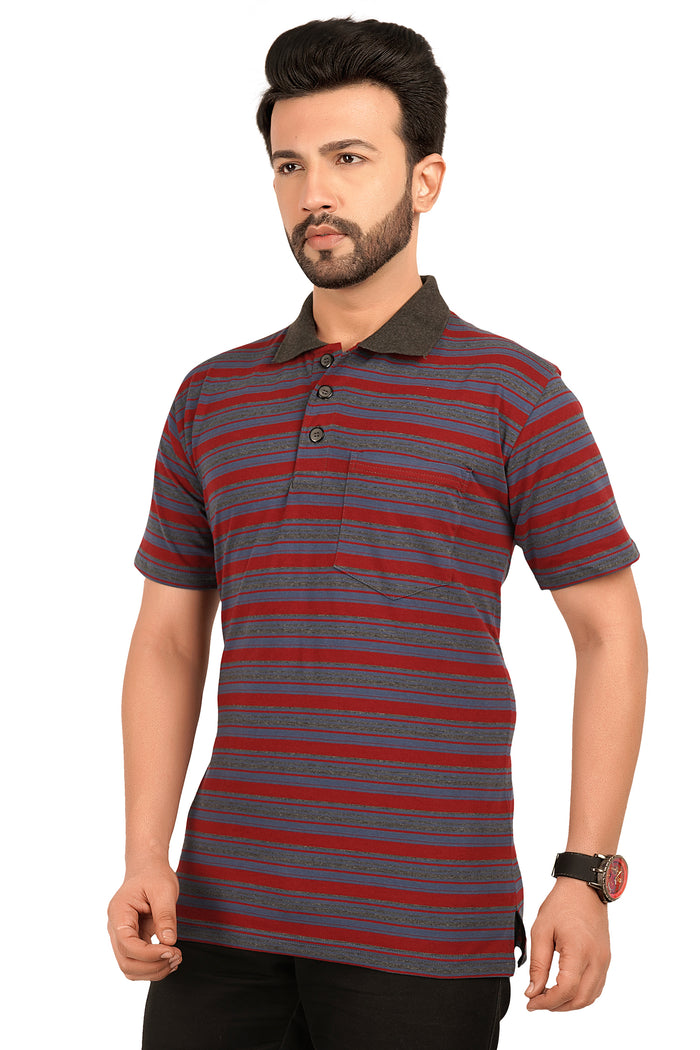 Men's Cotton Polo Neck Half Sleeve All Overl Print T-Shirt with Collar | SIZES FROM XS TO 2XL