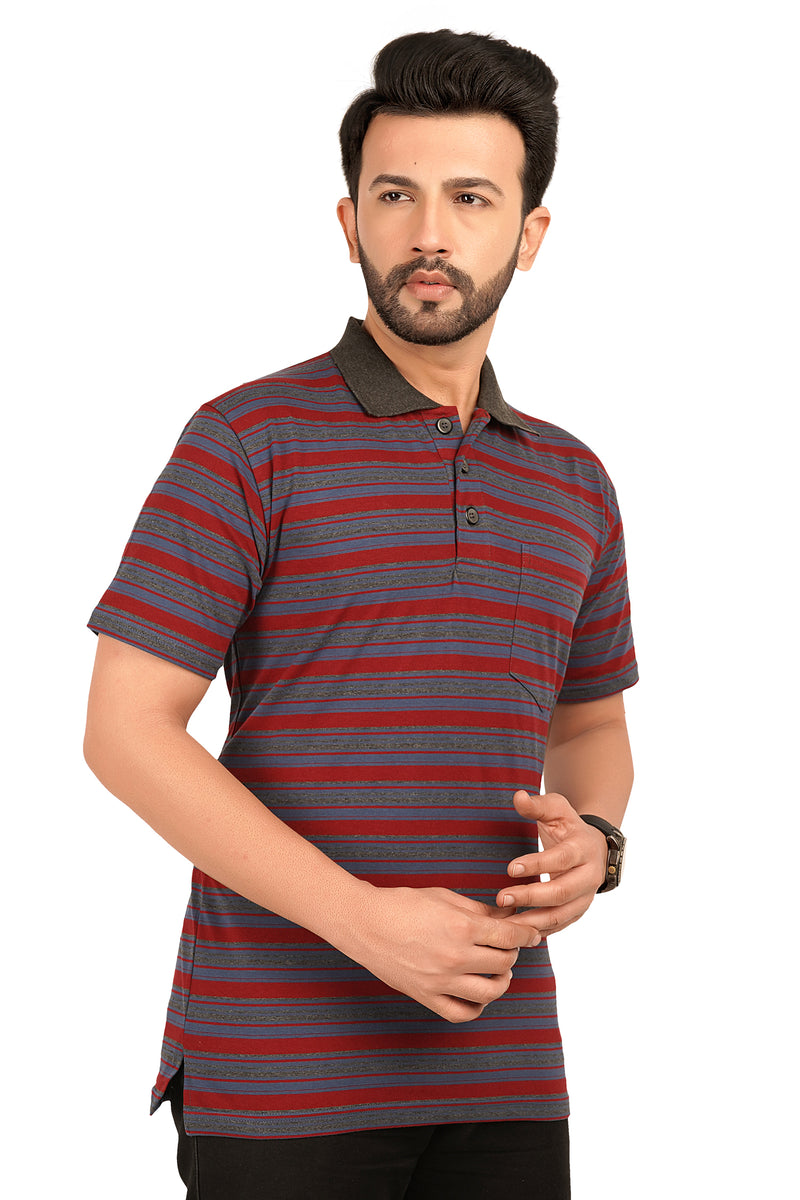 Men's Cotton Polo Neck Half Sleeve All Overl Print T-Shirt with Collar | SIZES FROM XS TO 2XL