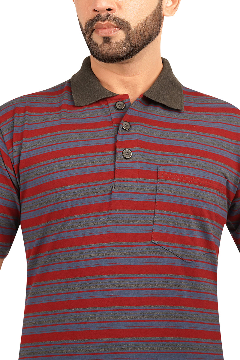 Men's Cotton Polo Neck Half Sleeve All Overl Print T-Shirt with Collar | SIZES FROM XS TO 2XL