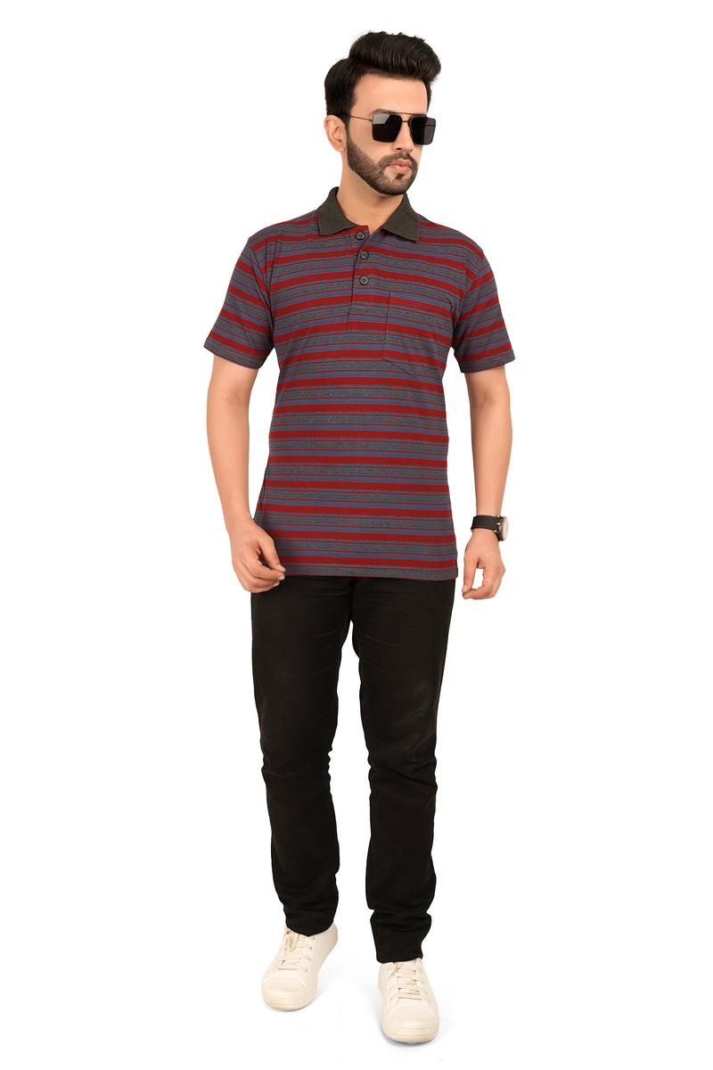 Men's Cotton Polo Neck Half Sleeve All Overl Print T-Shirt with Collar | SIZES FROM XS TO 2XL