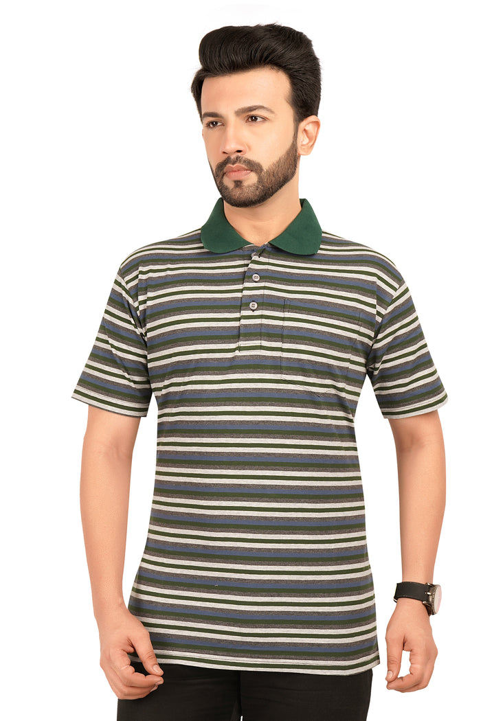 Men's Cotton Polo Neck Half Sleeve All Over Print T-Shirt with Collar | SIZES FROM XS TO 2XL