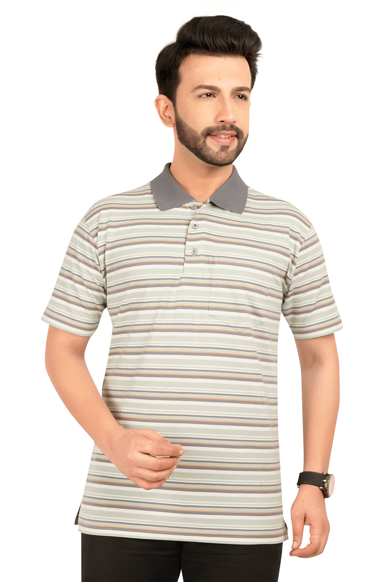 Men's Cotton Polo Neck Half Sleeve All Over Print T-Shirt with Collar | SIZES FROM XS TO 2XL