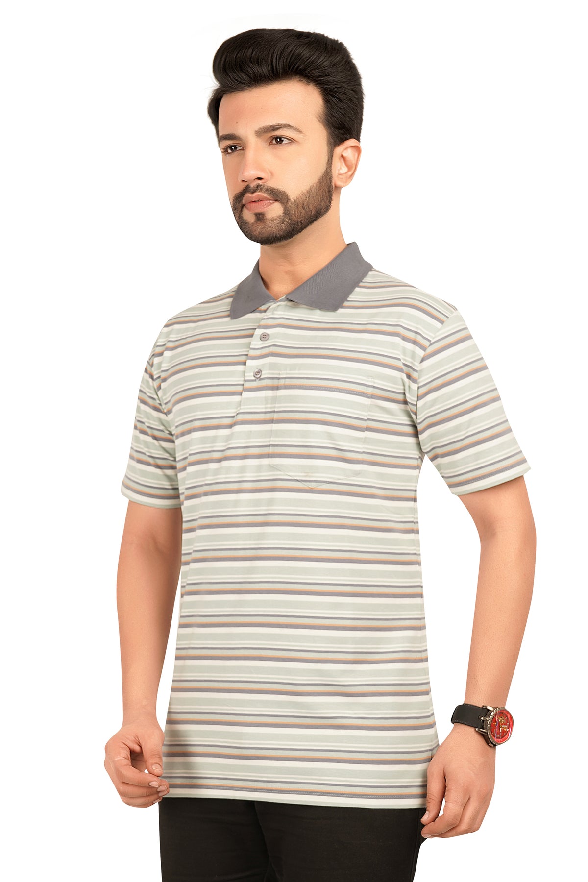 Men's Cotton Polo Neck Half Sleeve All Over Print T-Shirt with Collar | SIZES FROM XS TO 2XL