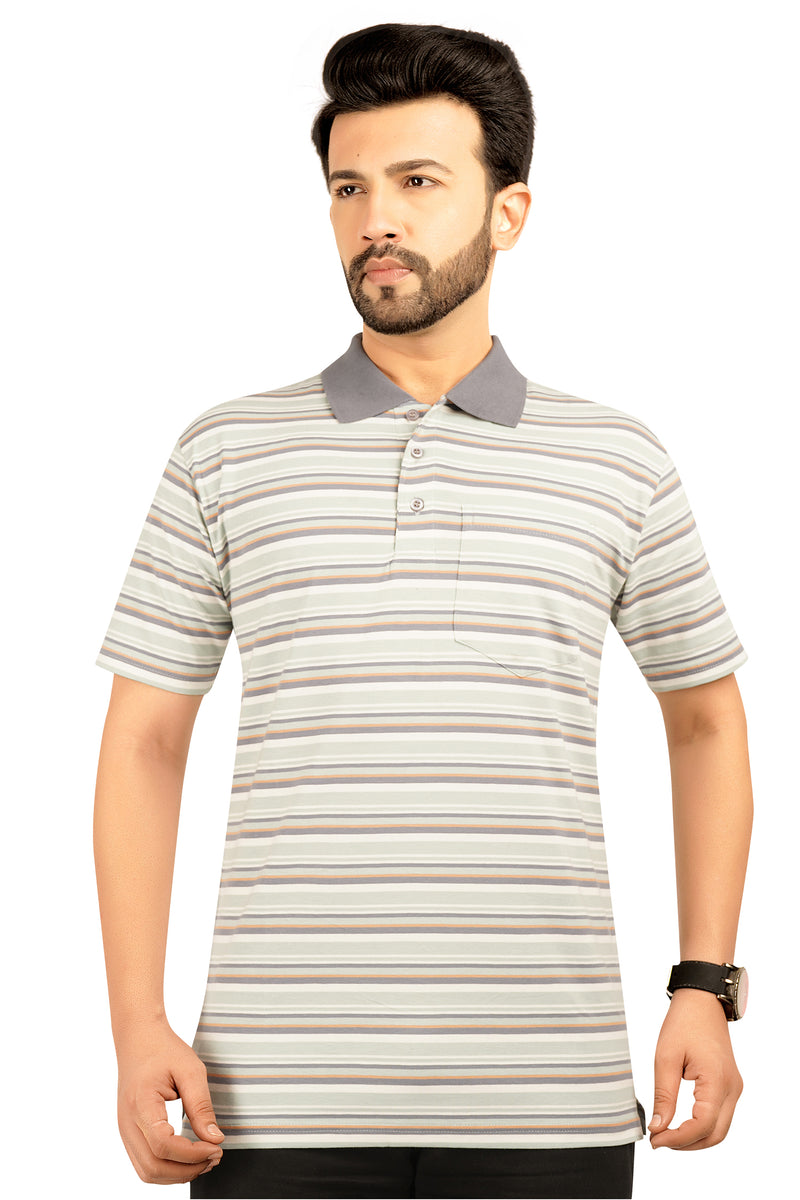 Men's Cotton Polo Neck Half Sleeve All Over Print T-Shirt with Collar | SIZES FROM XS TO 2XL