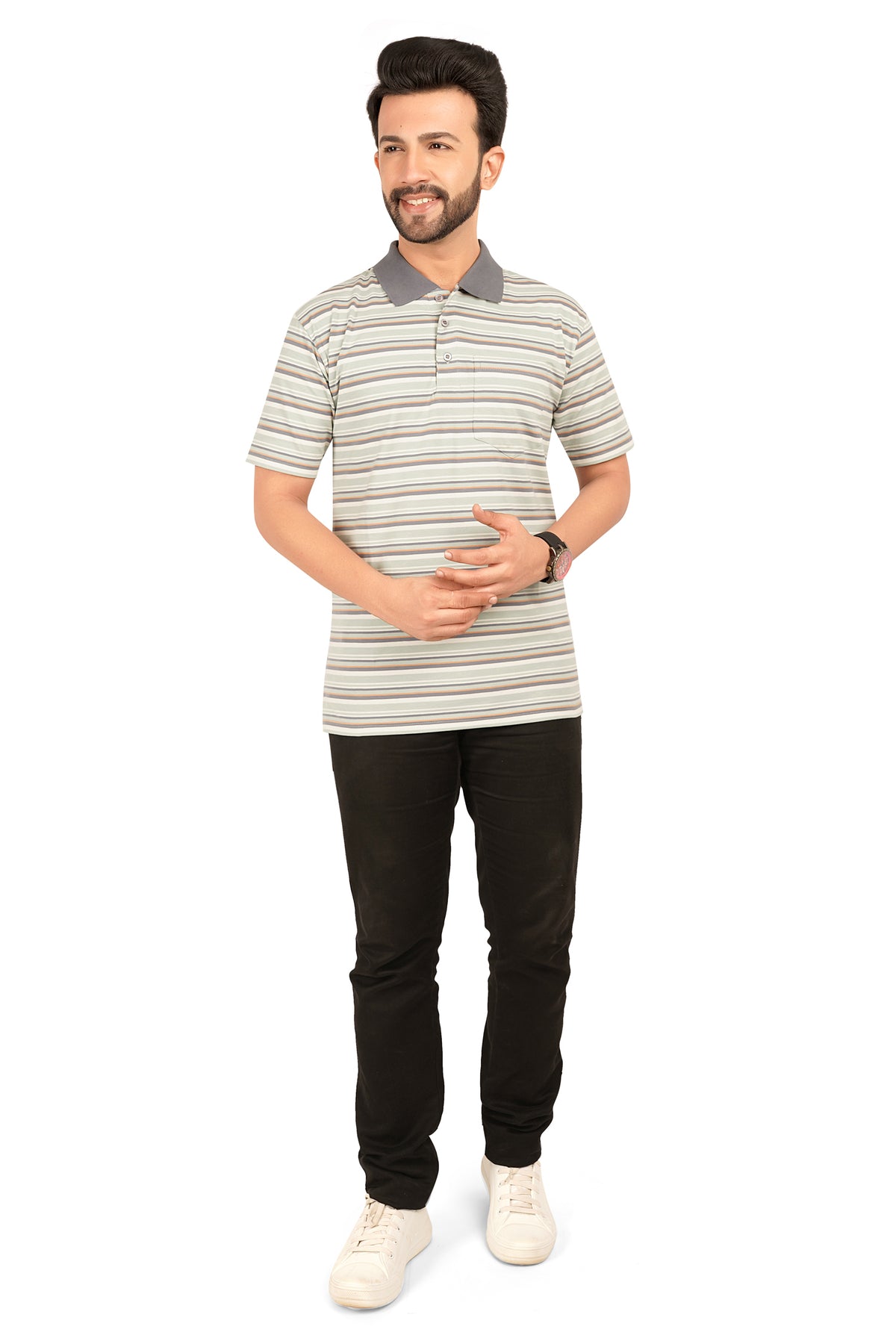 Men's Cotton Polo Neck Half Sleeve All Over Print T-Shirt with Collar | SIZES FROM XS TO 2XL