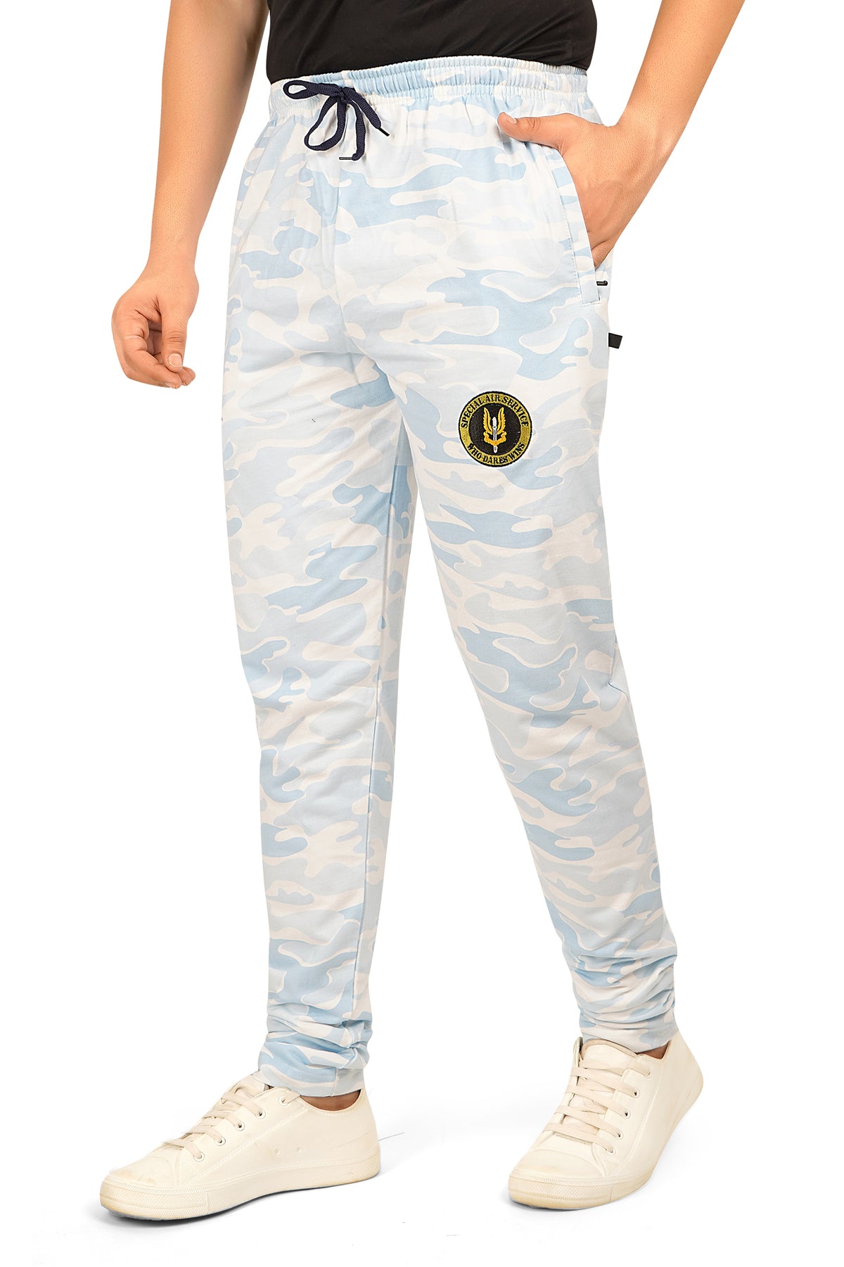 Men's Cotton Military White Camouflage Sweatpants All Over-Print. | SIZE FROM M TO 7XL