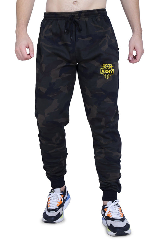 Men's Cotton Military Green Camouflage Sweatpants , front view