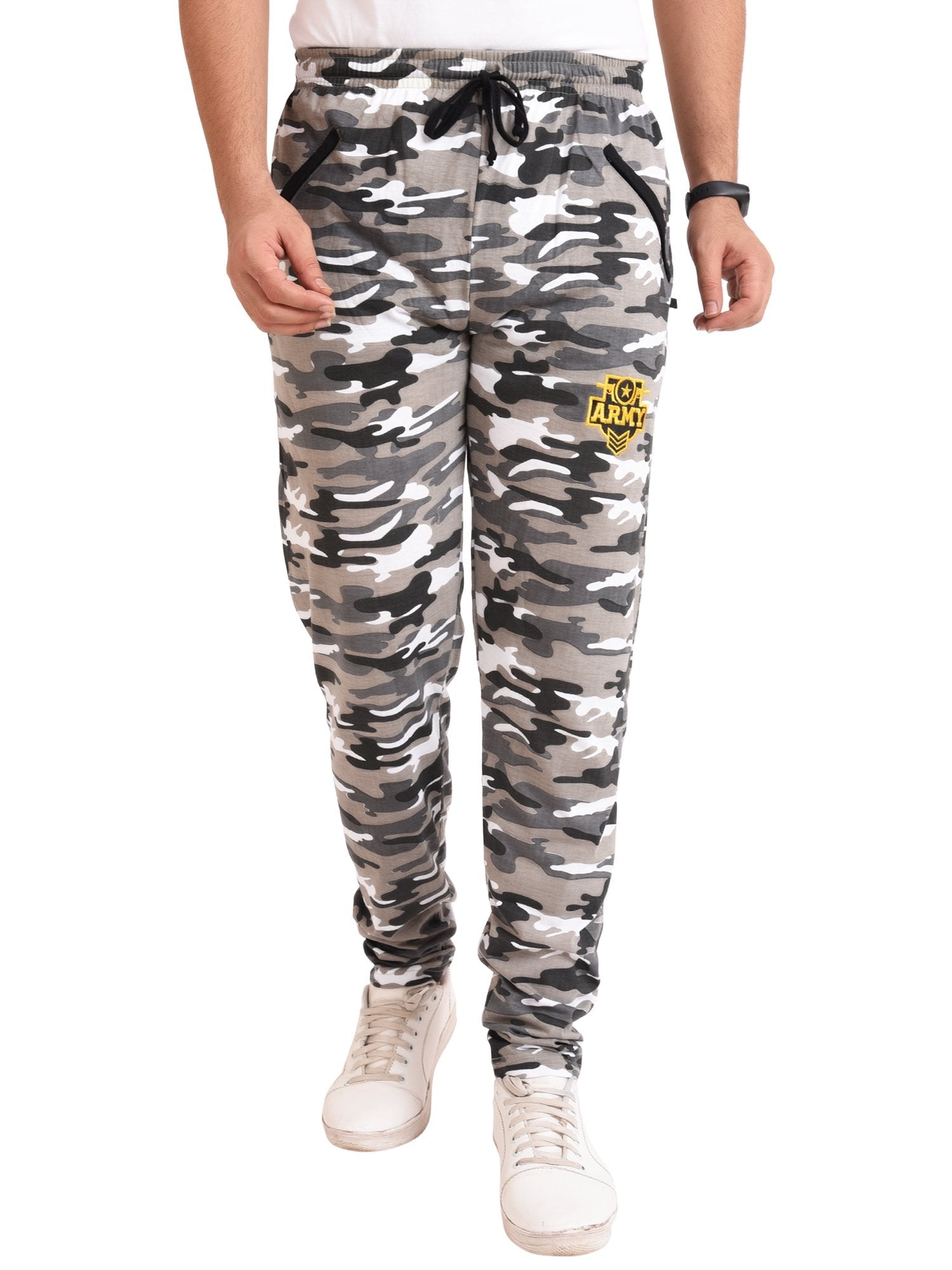 Male Green and Gray Camouflage Track Pant for Men