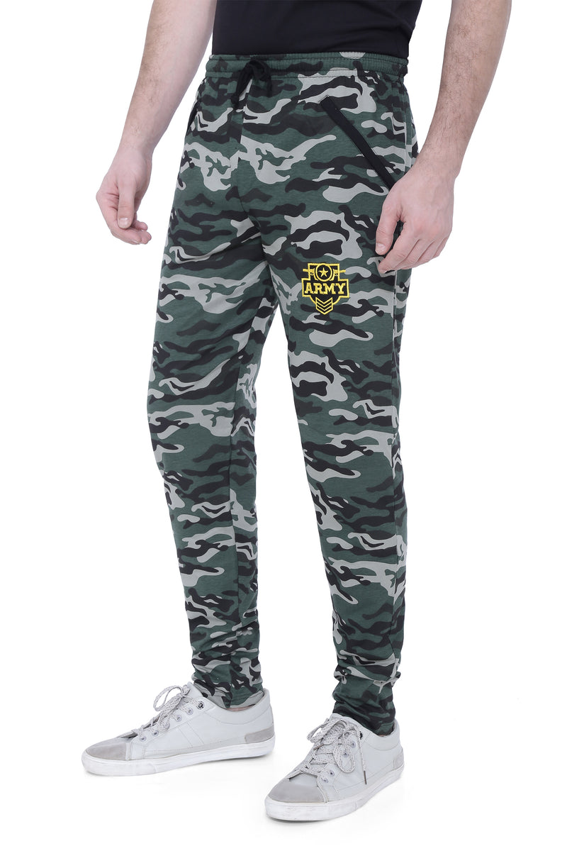 Men's Cotton Camouflage Track Pant. | BLACK-GREEN | SIZES FROM M TO 5XL.