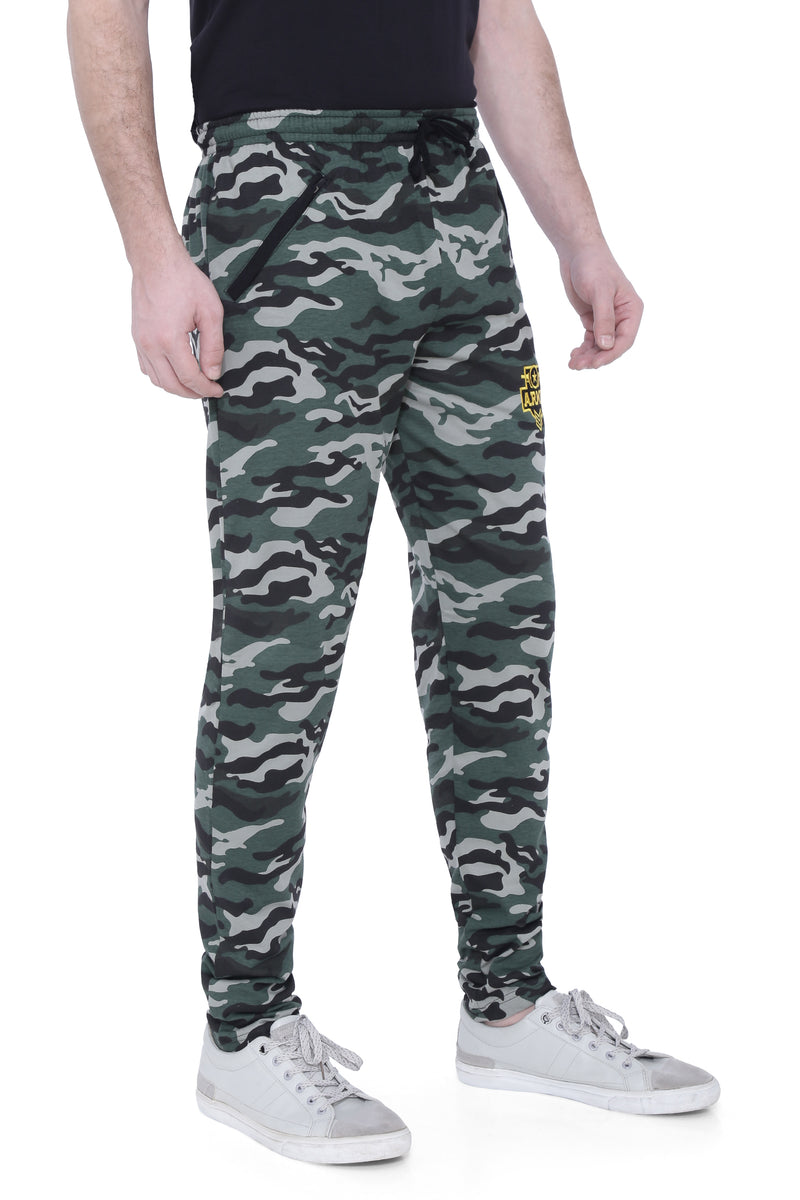 Men's Cotton Camouflage Track Pant. | BLACK-GREEN | SIZES FROM M TO 5XL.