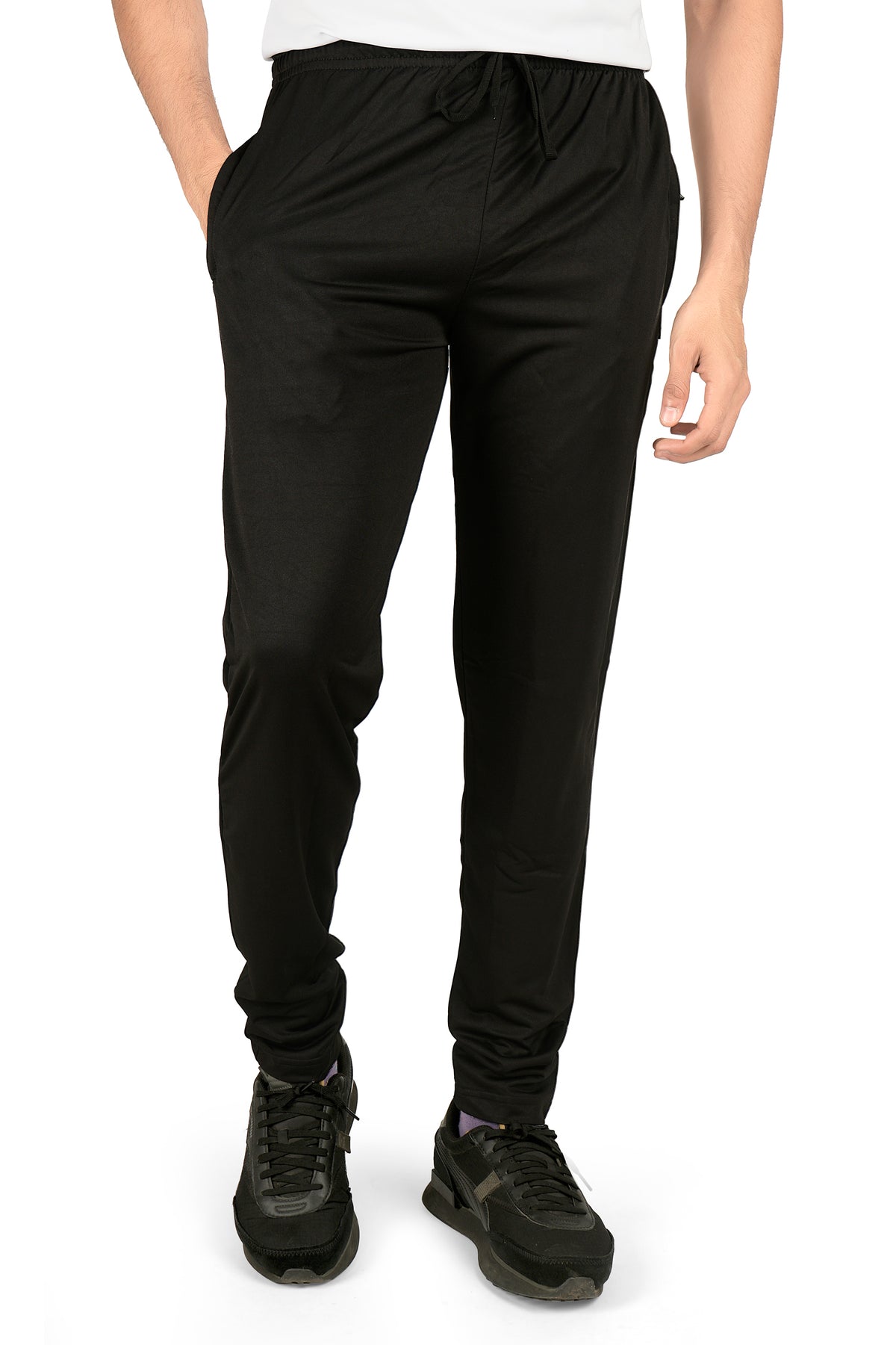 Men's POLYESTER TRACK PANTS | BLACK | SIZES FROM M TO 7XL.