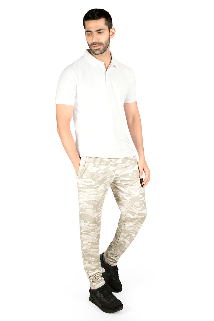 Men's Cotton Military Beige Camouflage Sweatpants All Over-Print. | SIZE FROM M TO 7XL