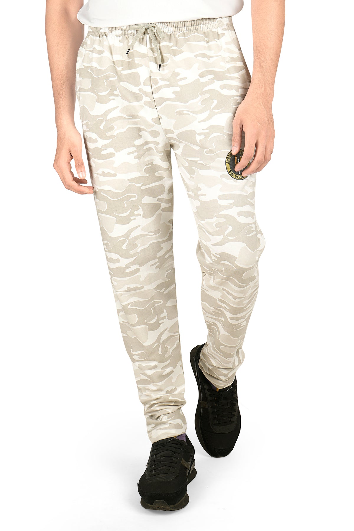 Men's Cotton Military Beige Camouflage Sweatpants All Over-Print. | SIZE FROM M TO 7XL