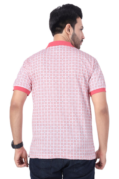 Men's Cotton Polo Neck Half Sleeve All Overl Print T-Shirt with Collar | SIZES FROM XS TO 2XL